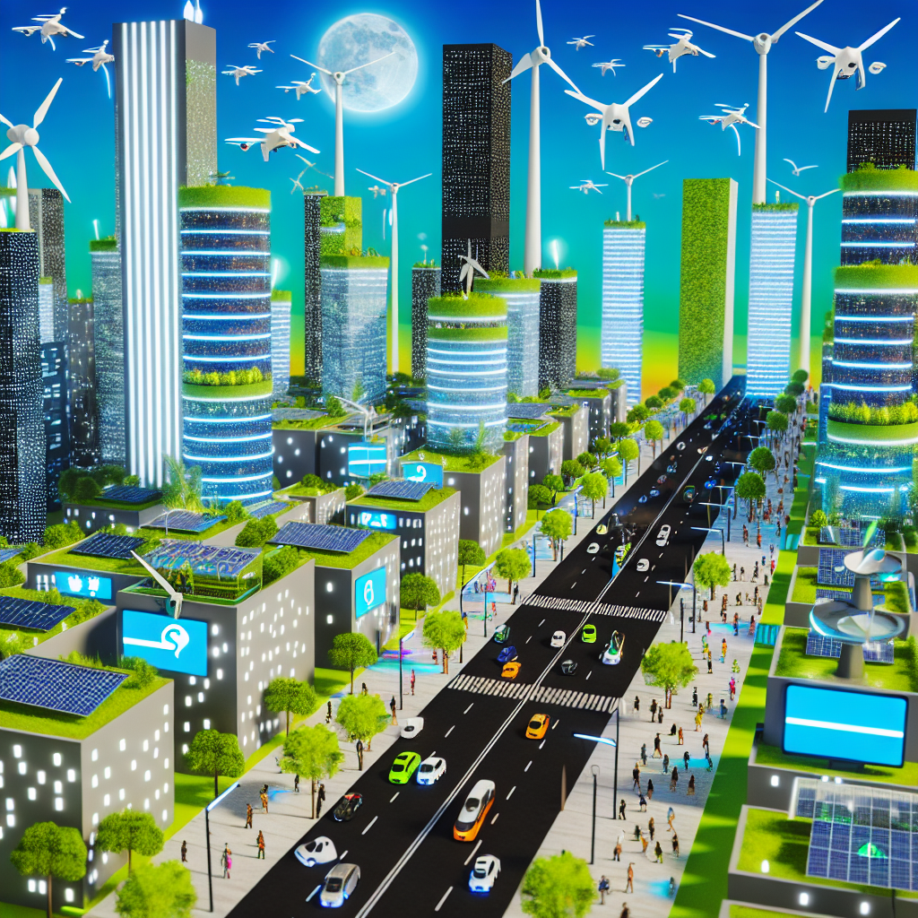 A futuristic city powered by renewable energy.