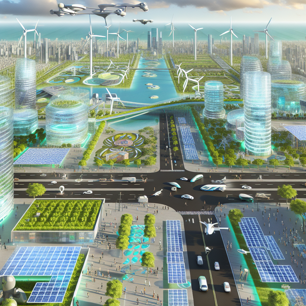 A futuristic city powered by renewable energy.