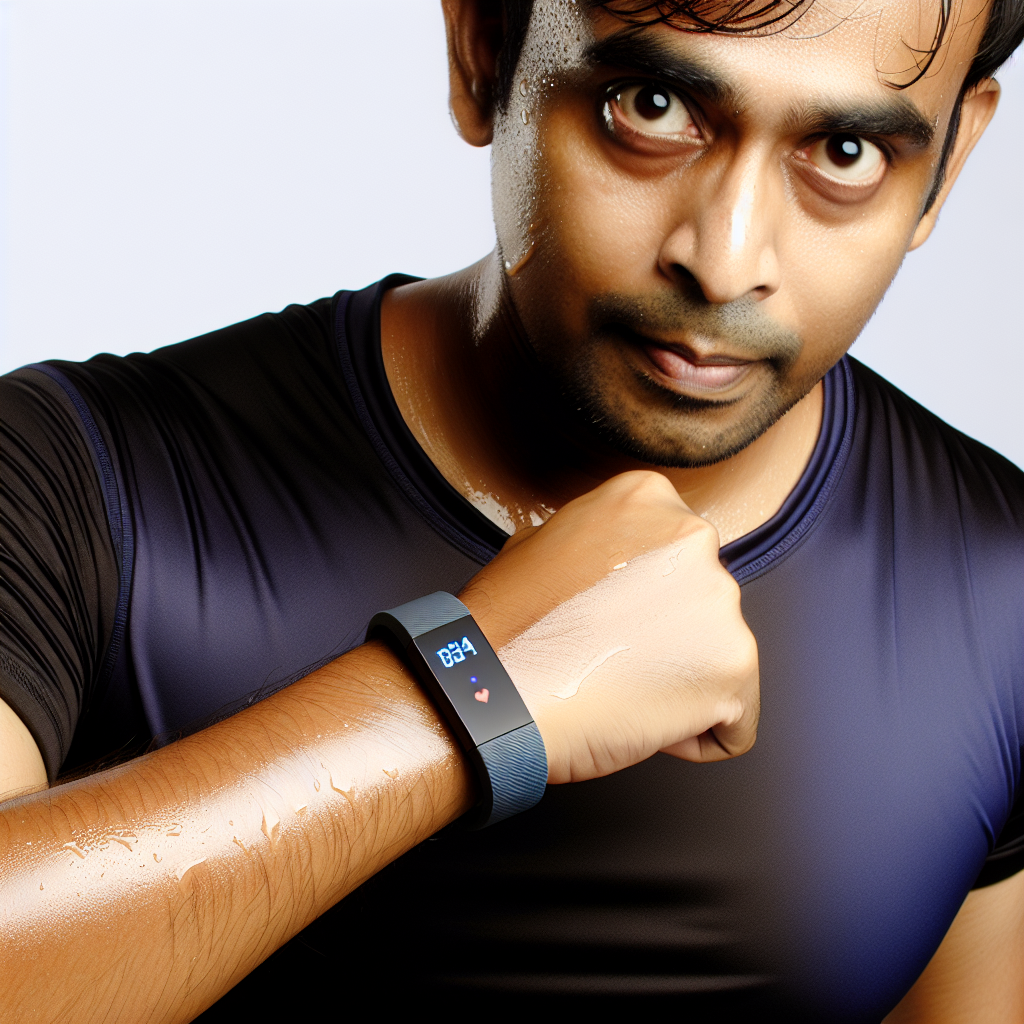 A person wearing a fitness tracker.