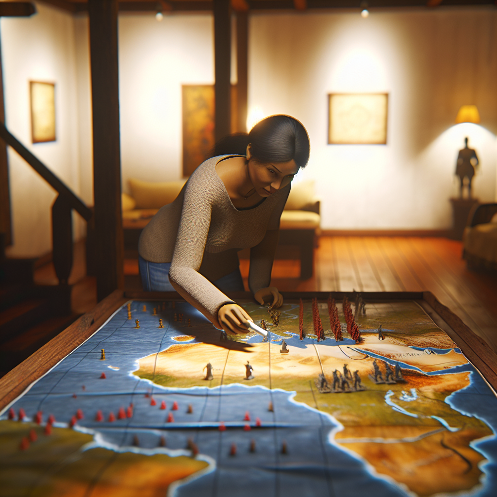 A player strategizing on a map.