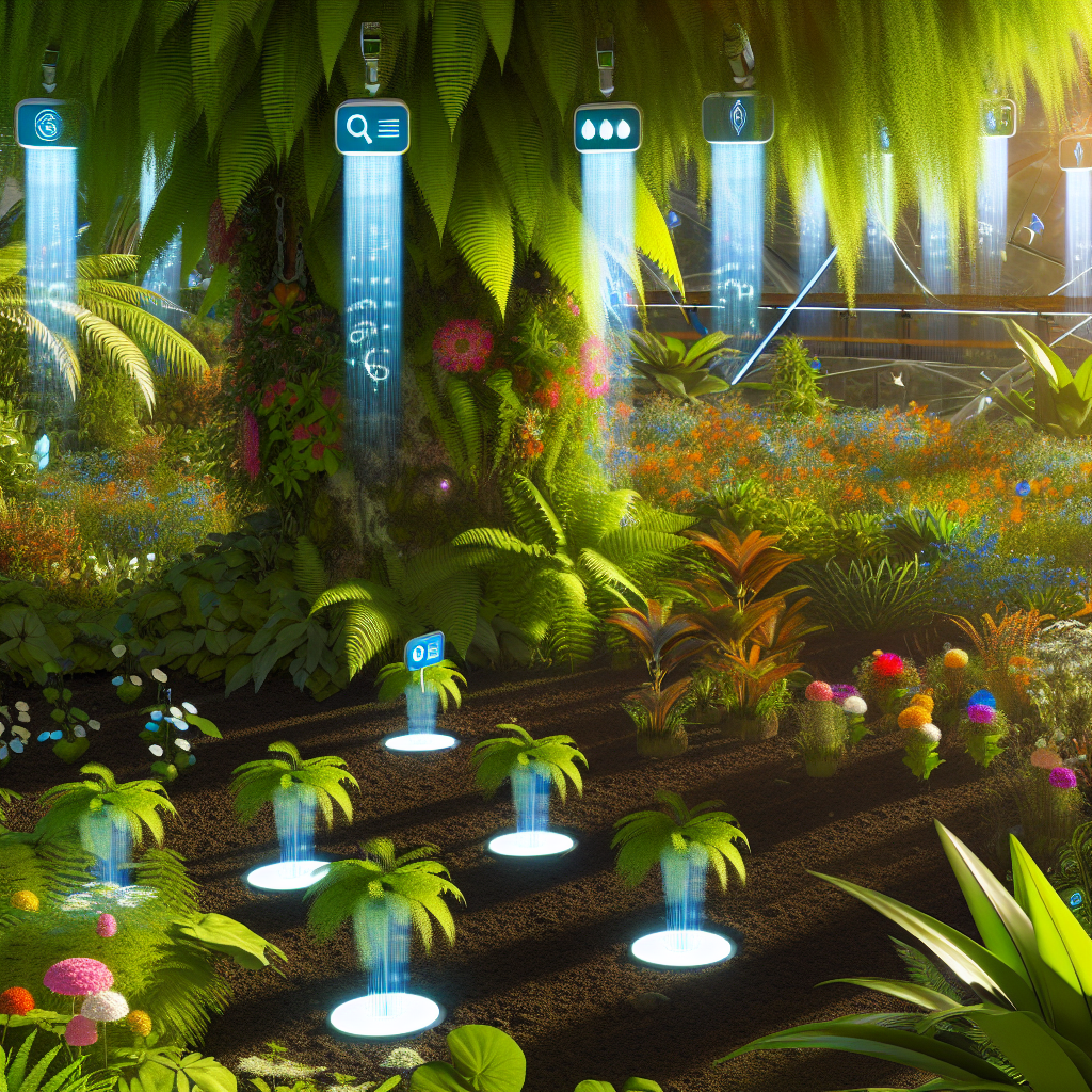 A smart garden with automated sensors.