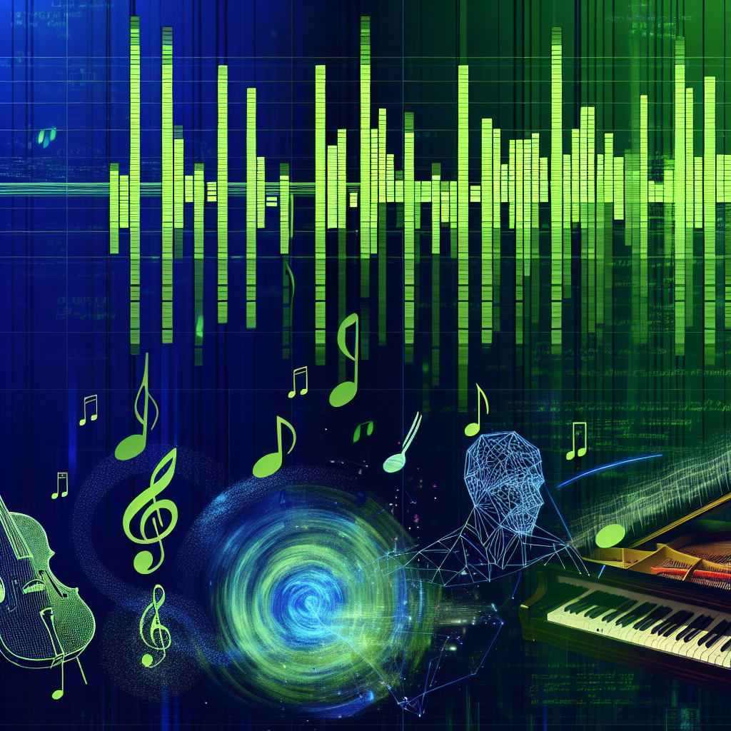 Abstract digital music composition algorithm concept.