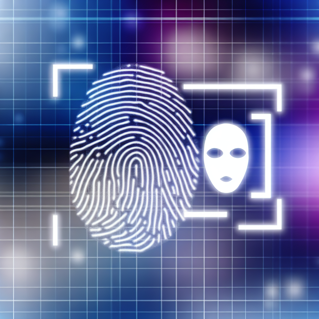 Close-up of fingerprint and facial recognition.