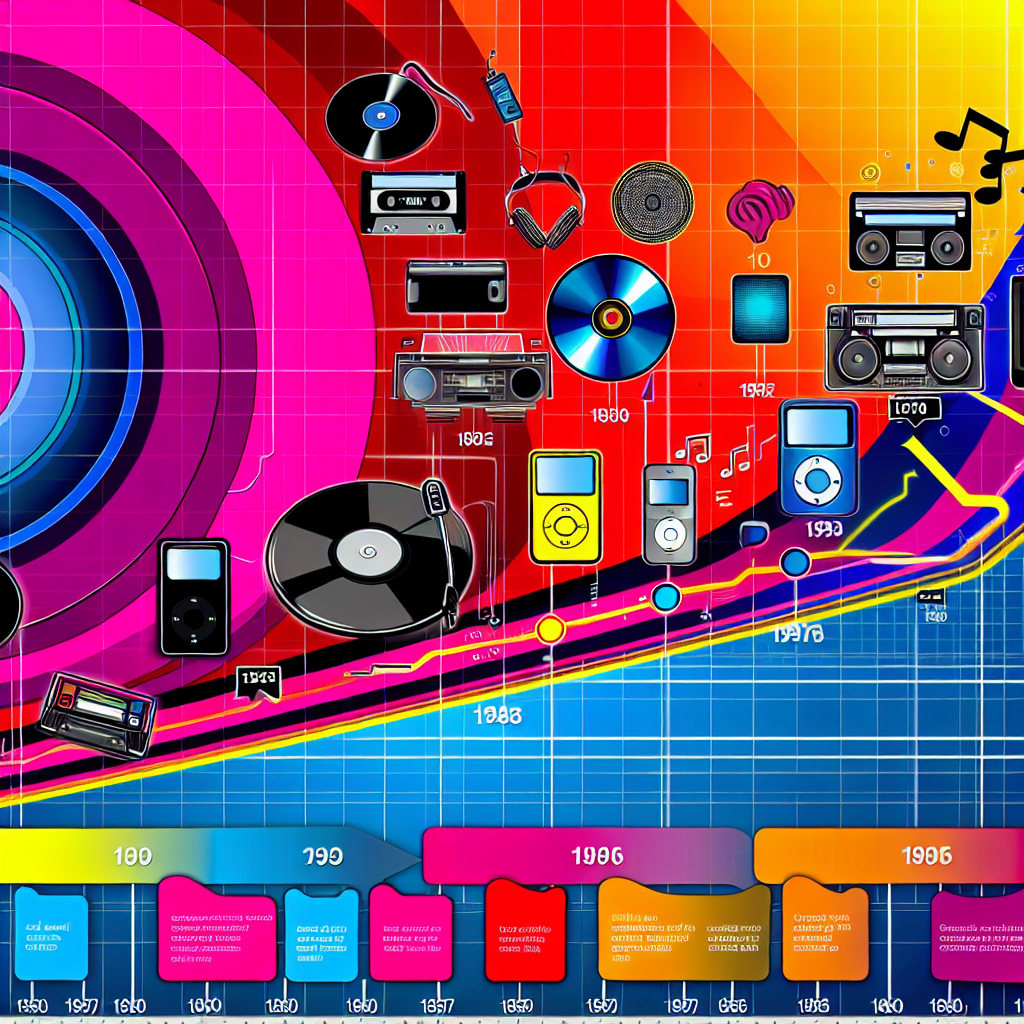 Colorful graphic of streaming music evolution.