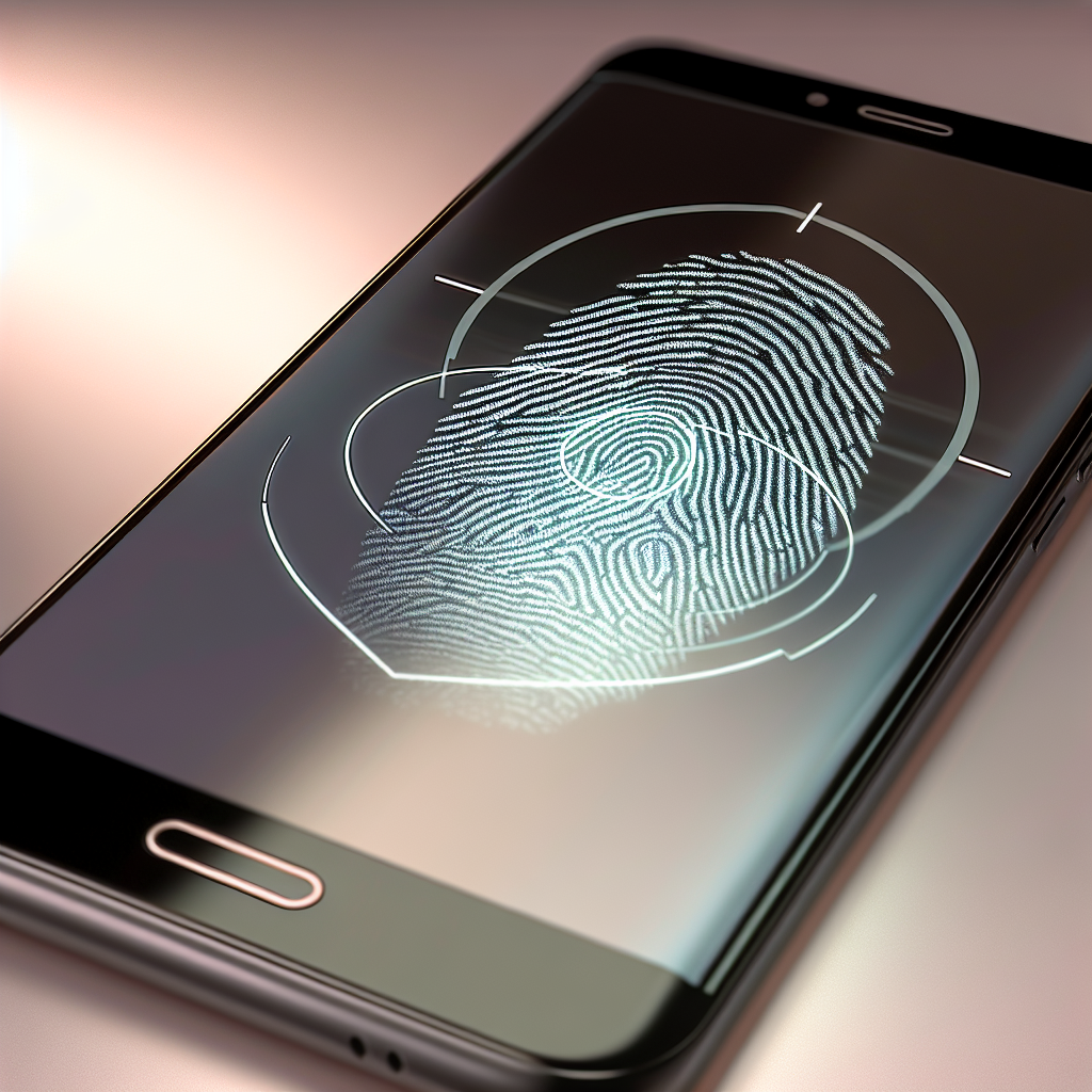 Fingerprint scanning on a smartphone screen.