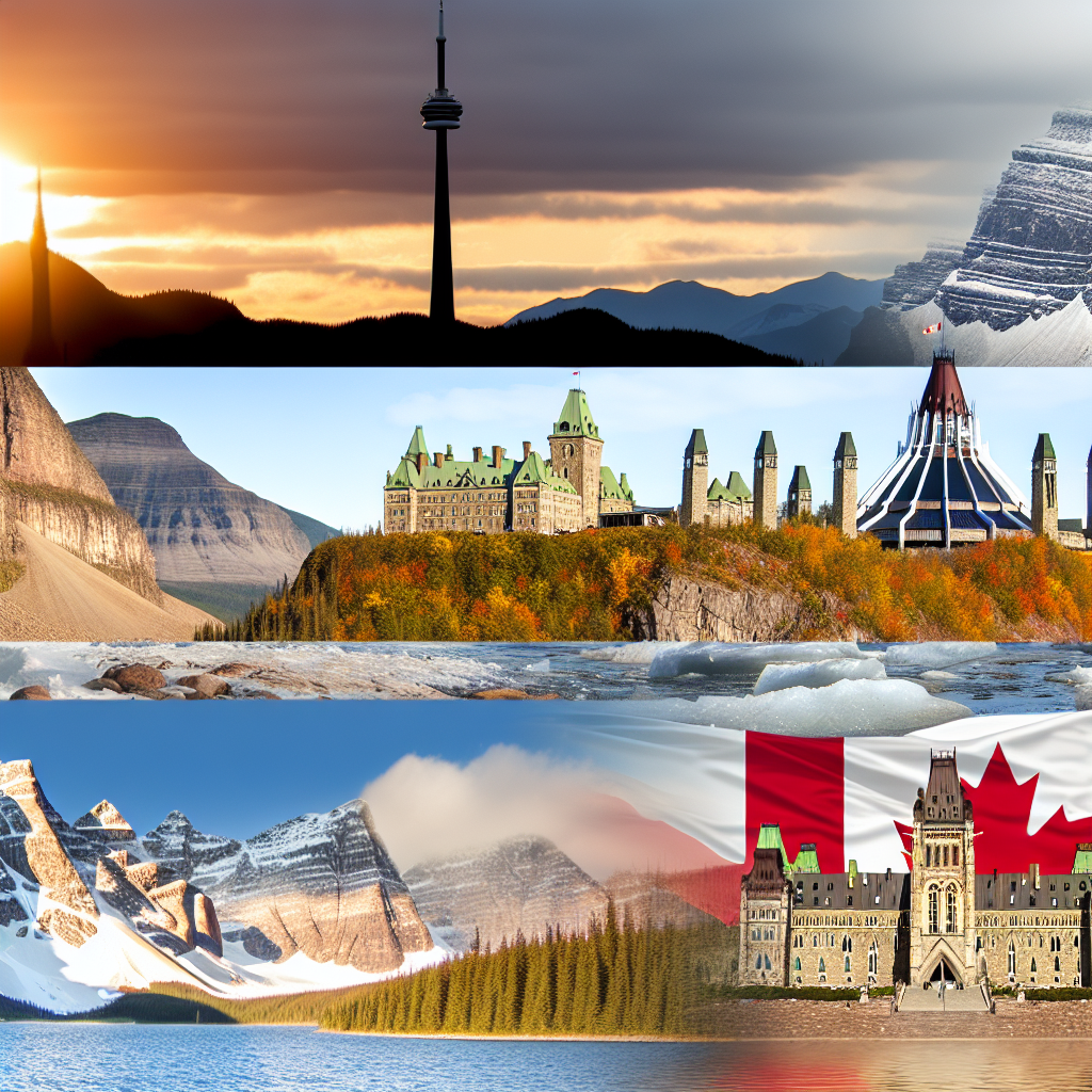 Montage of Canadian historical landmarks.