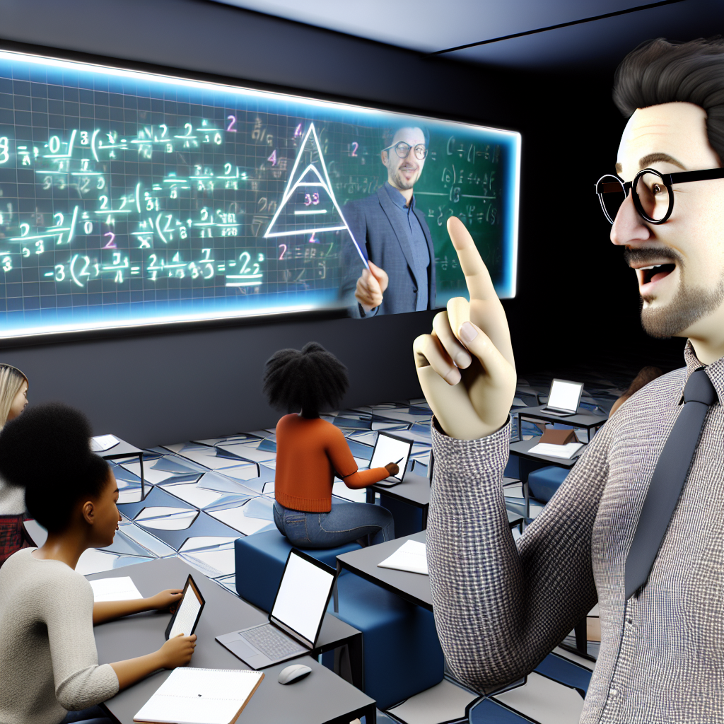 Teacher and students in virtual classroom.