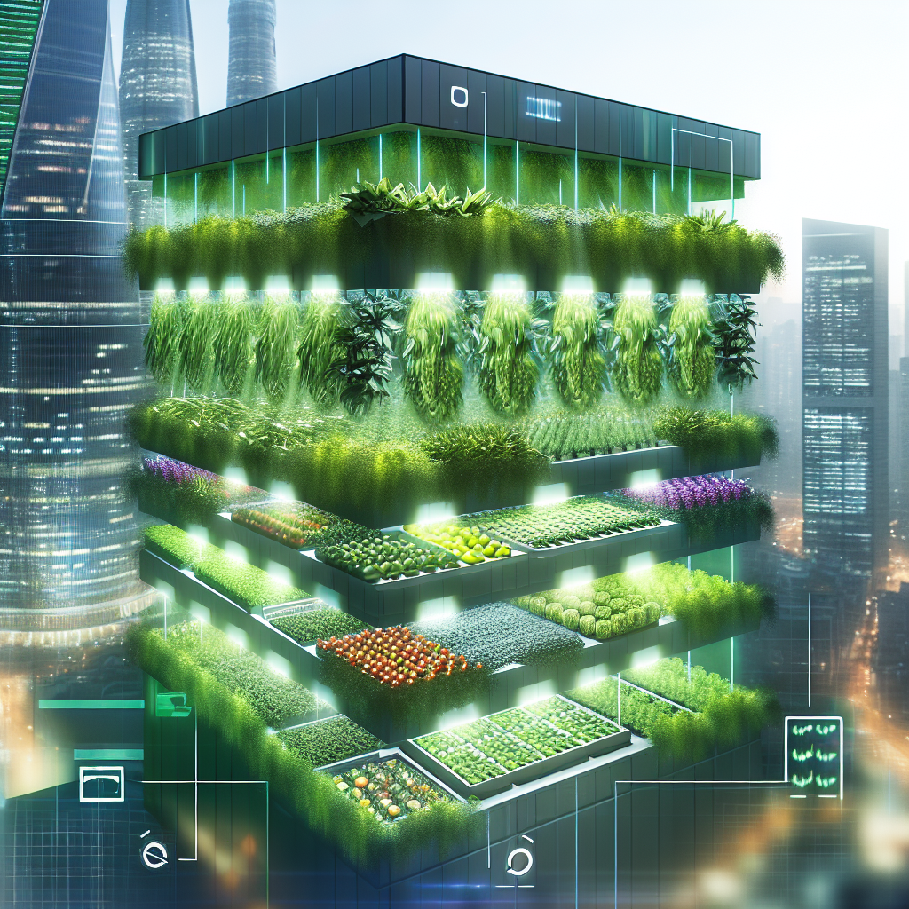 Vertical farm with automated technology growing.