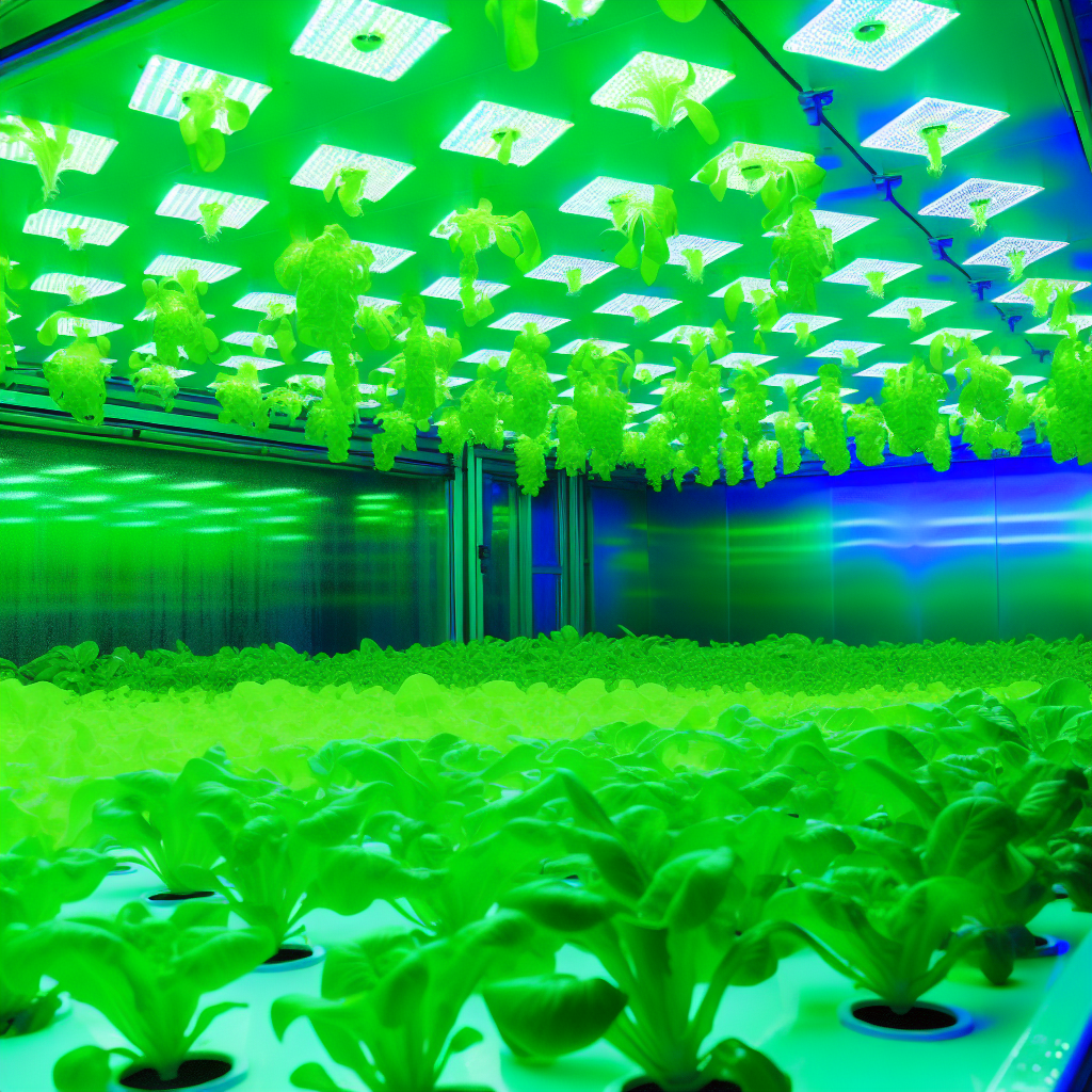 Vibrant green plants thriving under LED.